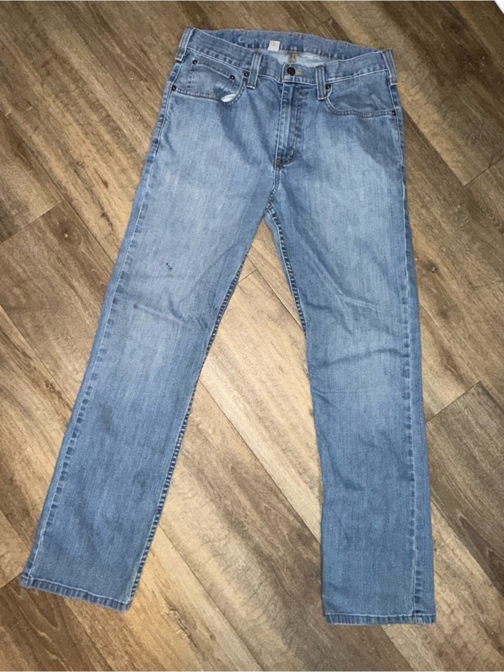 Carhartt Men’s Jeans 32x32 Blue Denim Straight Leg Relaxed Fit Workwear